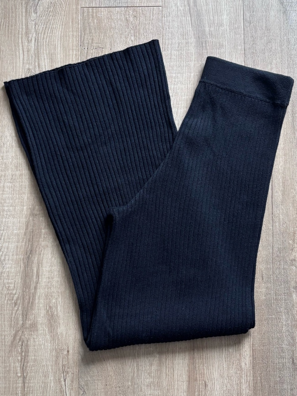 The Drop Catalina Knit Ribbed Wide Leg Pant 29” in Black